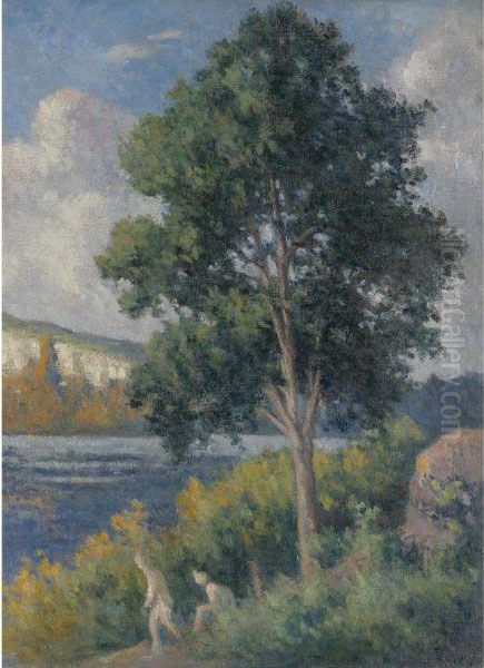 Les Baigneuses Dans Un Paysage Oil Painting by Maximilien Luce