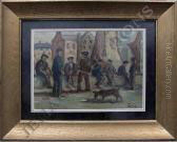 Figures In The Square Oil Painting by Maximilien Luce