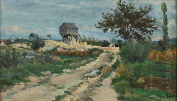 Le Chemin De Bagneux Pres D'arcueil Oil Painting by Maximilien Luce