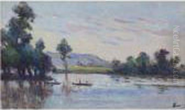 Rolleboise, Bord De Seine Oil Painting by Maximilien Luce