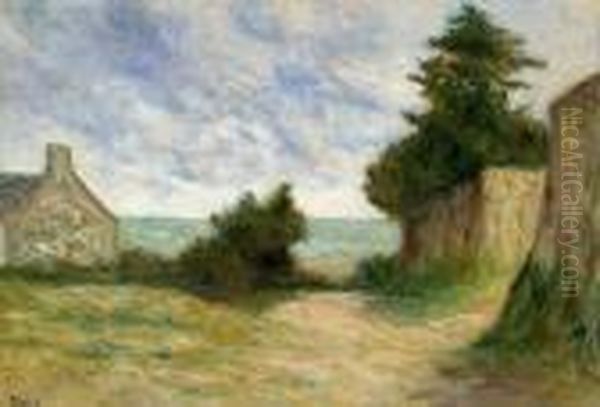 Paysage A Kermouster Oil Painting by Maximilien Luce