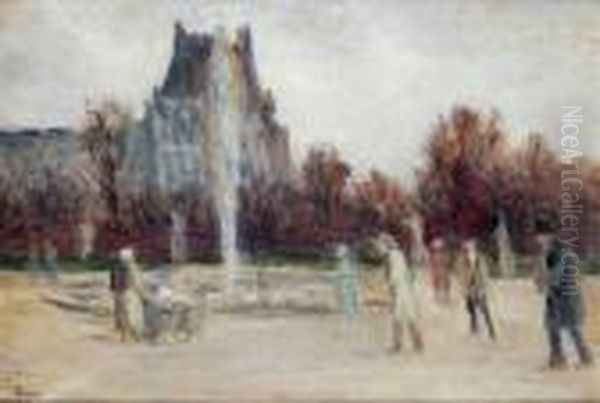 Le Jet D'eau Au Jardin Public, Tuileries Oil Painting by Maximilien Luce