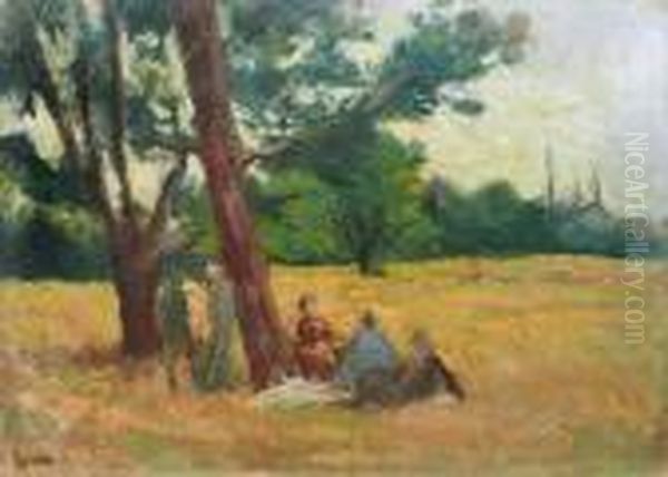 Ledejeuner Sous Les Arbres Oil Painting by Maximilien Luce