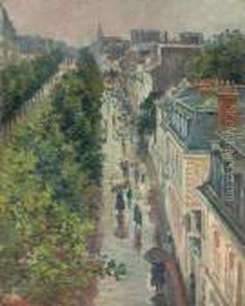 Scene De Rue A Paris Oil Painting by Maximilien Luce