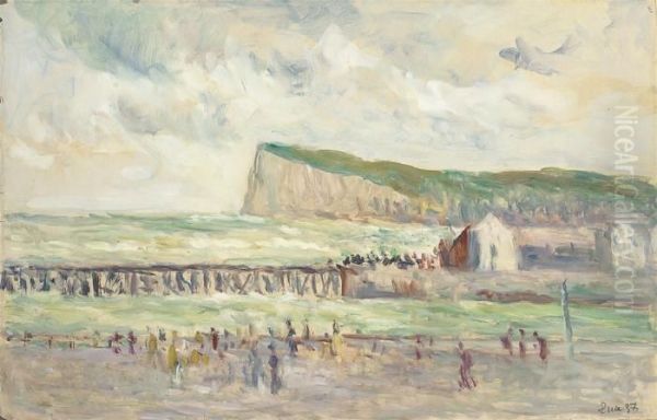 Falaise De Mer Pres Du Treport Oil Painting by Maximilien Luce