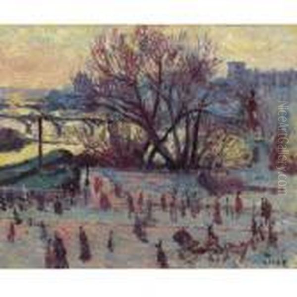 La Seine, Vue De L'atelier De Pissarro Oil Painting by Maximilien Luce