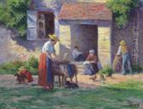 La Ferme A Bessy-sur-cure Oil Painting by Maximilien Luce