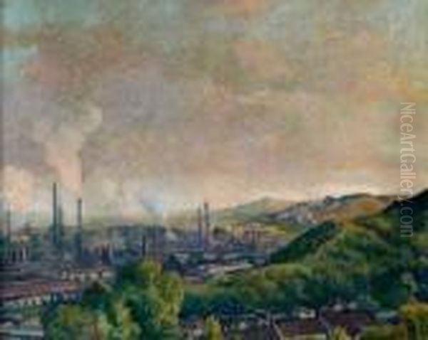 Les Usines A Charleroi Oil Painting by Maximilien Luce