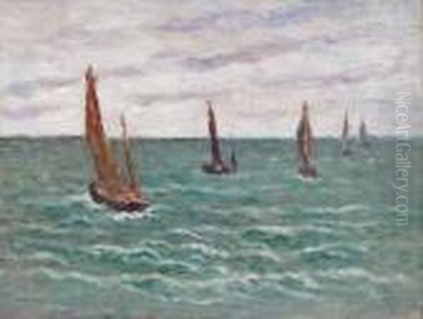 Les Regates Au Treport Oil Painting by Maximilien Luce