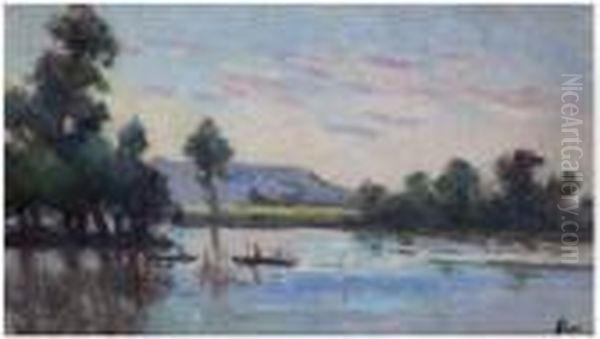 La Seine A Rolleboise Oil Painting by Maximilien Luce