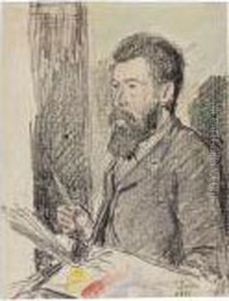 Portrait Georges Seurat, Zeichnend Oil Painting by Maximilien Luce