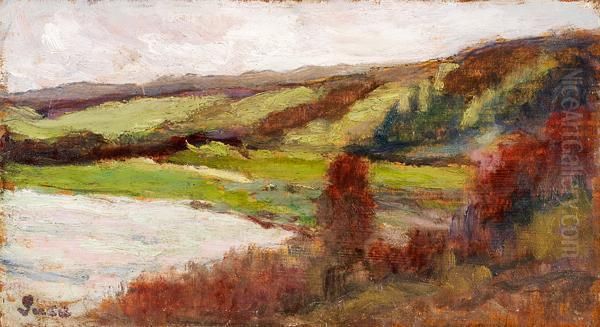 Paysage A Rolleboise Oil Painting by Maximilien Luce