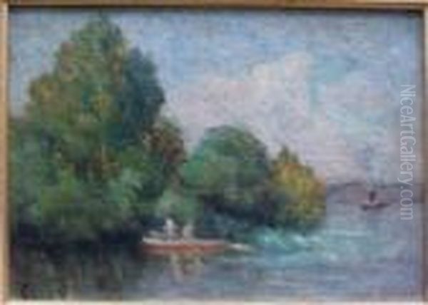 Barque En Bord De Seine Oil Painting by Maximilien Luce