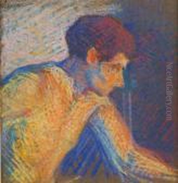 Jeune Homme Torse Nu Pres De La Fournaise Oil Painting by Maximilien Luce