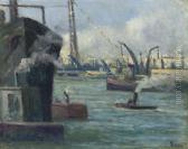 Le Port De Rouen Oil Painting by Maximilien Luce