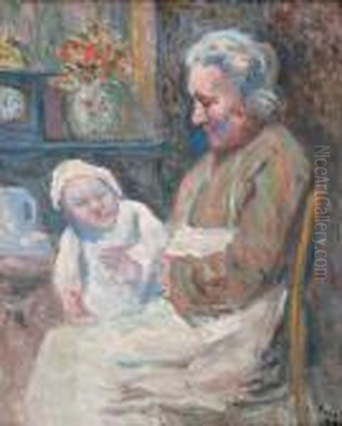 Maternite Oil Painting by Maximilien Luce