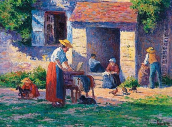 La Ferme A Bessy Sur Cure Oil Painting by Maximilien Luce