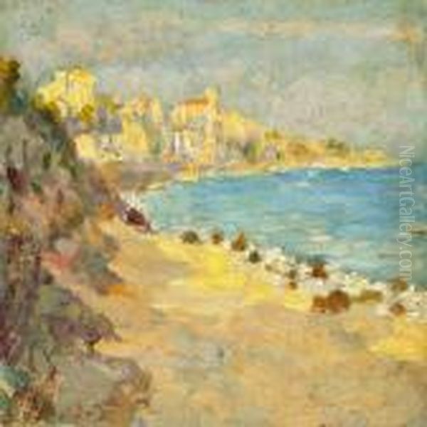 Coastal Scenery Fromthe Southern Part Of Europe Oil Painting by Maximilien Luce