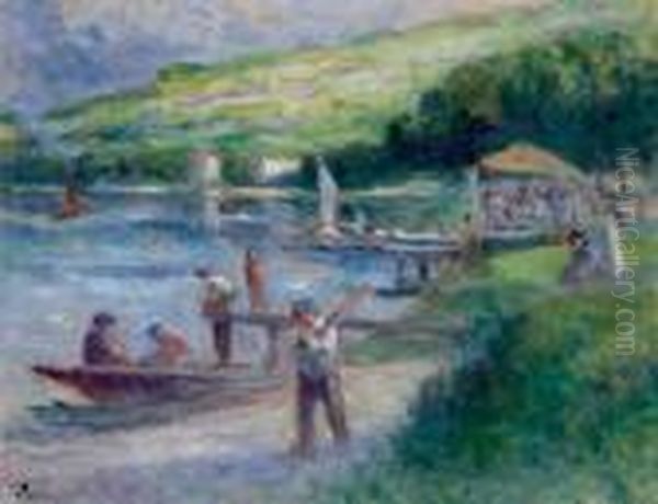 La Guingette Au Bord De L'eau Oil Painting by Maximilien Luce