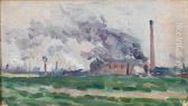 Usine Aux Environs De Charleroi Oil Painting by Maximilien Luce