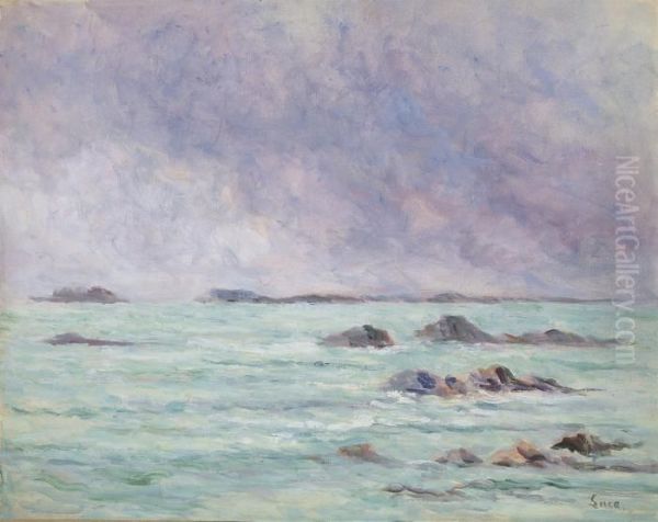 La Mer A Parame Oil Painting by Maximilien Luce