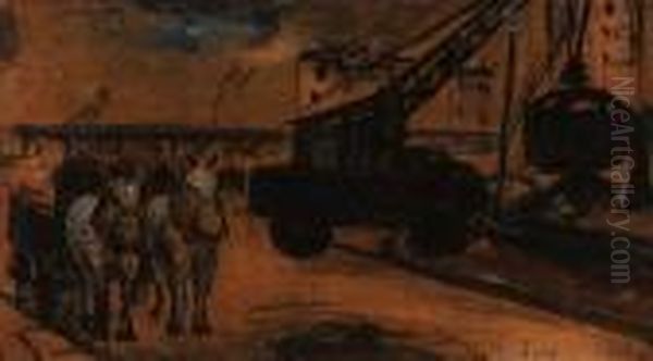 Chantier Au Pont De Grenelle Oil Painting by Maximilien Luce