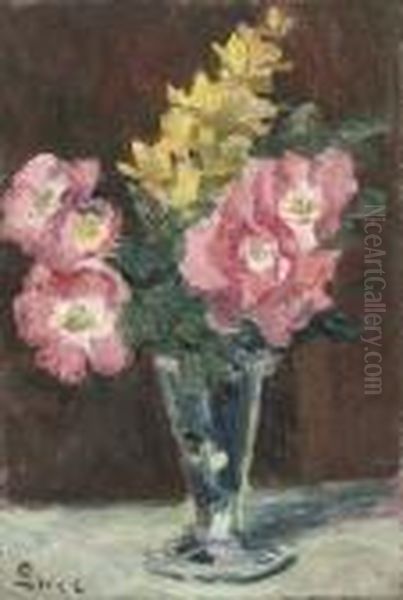 Vase De Fleurs Oil Painting by Maximilien Luce