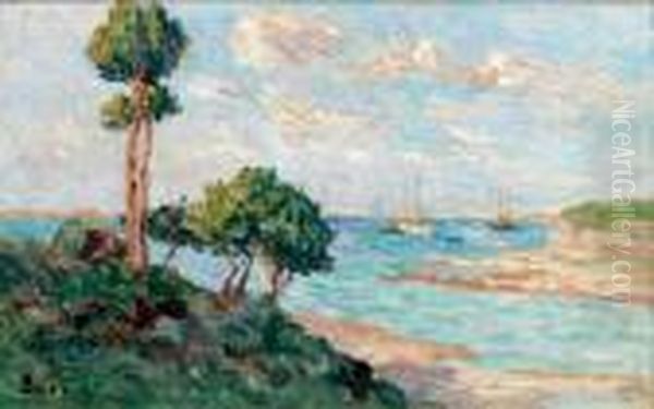 La Baie De Kermouster, Cote Du Nord Oil Painting by Maximilien Luce