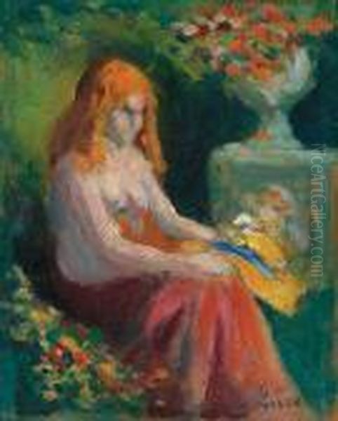 Femme Assise Oil Painting by Maximilien Luce