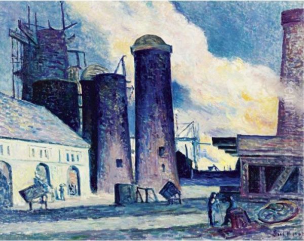 Hauts Fourneaux En Construction Charleroi Oil Painting by Maximilien Luce