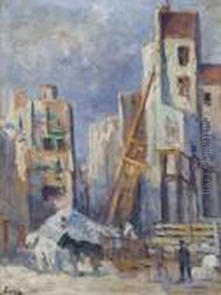 Chantier De Demolition, Rue Reaumur Oil Painting by Maximilien Luce