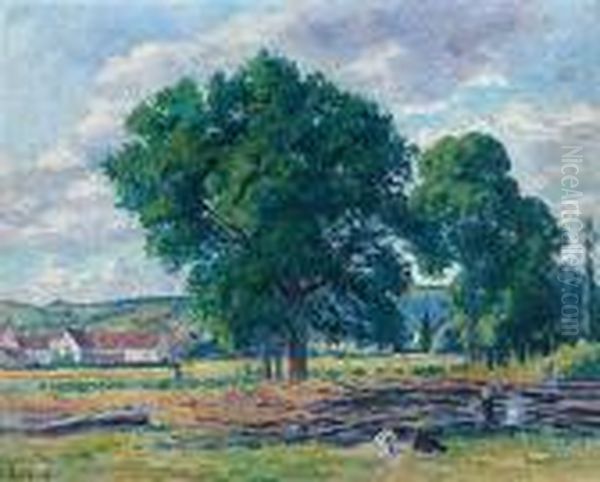 Paysage Anime A Moulineux Oil Painting by Maximilien Luce