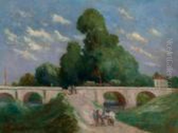 Le Pont Sur Le Loing, A Montargis Oil Painting by Maximilien Luce