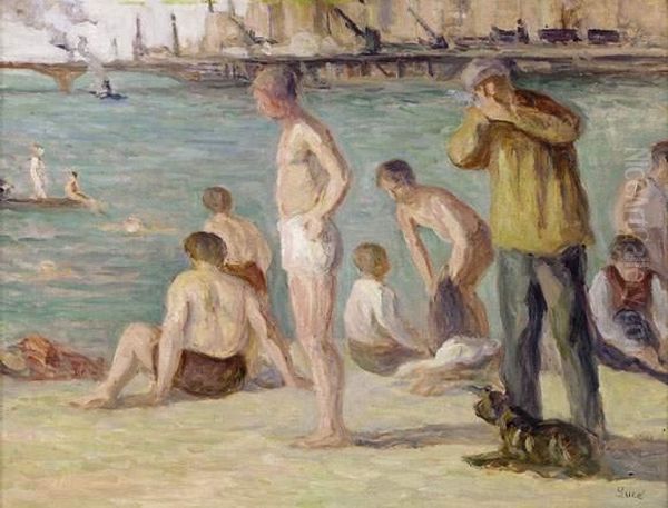 Baigneurs Au Bord De La Seine, Circa 1935 Oil Painting by Maximilien Luce