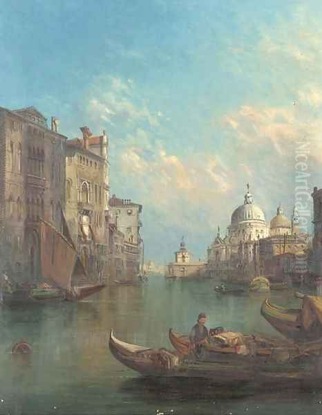 On the Grand Canal towards Santa Maria Della Salute, Venice Oil Painting by Alfred Pollentine