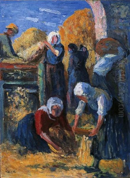 La Moisson A Kermouster Oil Painting by Maximilien Luce