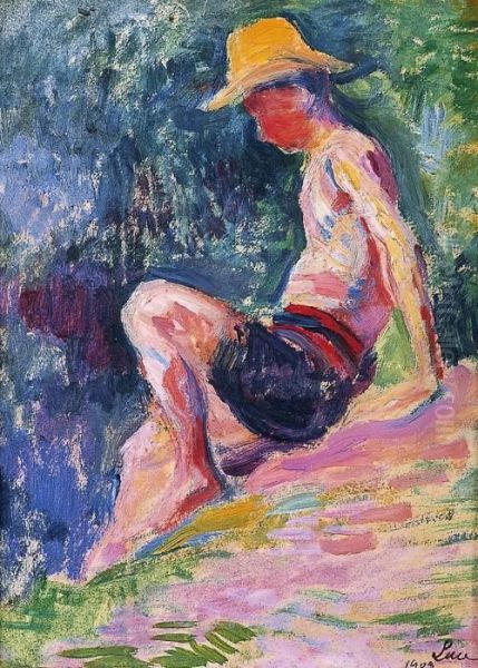 Baigneur A Moulineux Oil Painting by Maximilien Luce