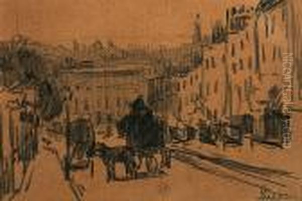 Rue Animee Oil Painting by Maximilien Luce