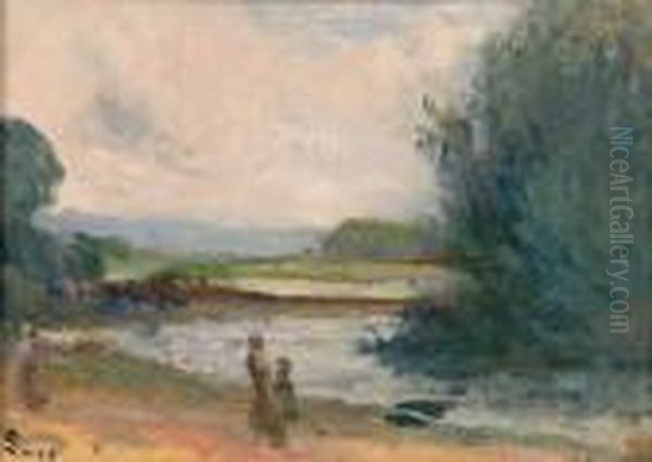 Les Bords De Seine Pres De Rolleboise , Circa 1935 Oil Painting by Maximilien Luce