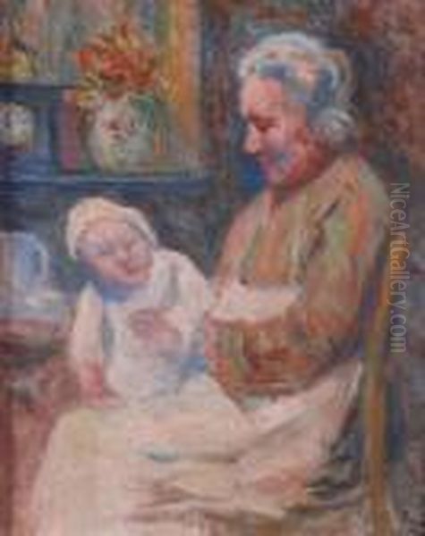 Mere Et Enfant, 1899 Oil Painting by Maximilien Luce