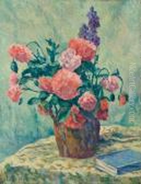 Pavots Dans Un Pot De Gres Oil Painting by Maximilien Luce