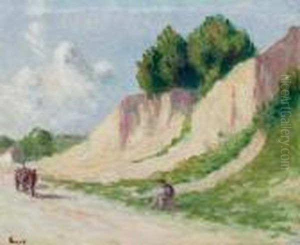 Lavacourt. Paysage Avec Personnages Oil Painting by Maximilien Luce