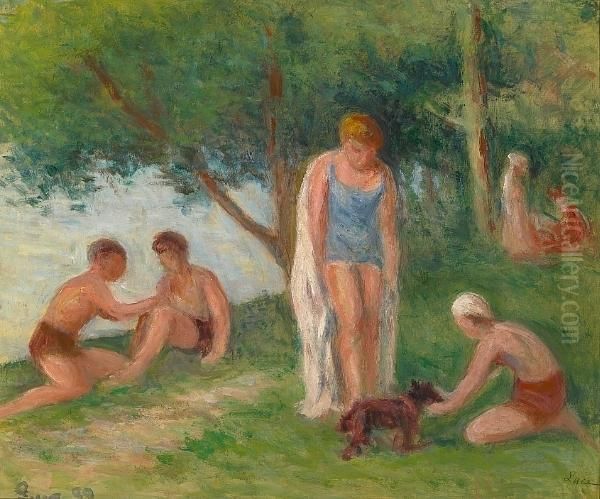 Rolleboise Apres Le Bain Oil Painting by Maximilien Luce