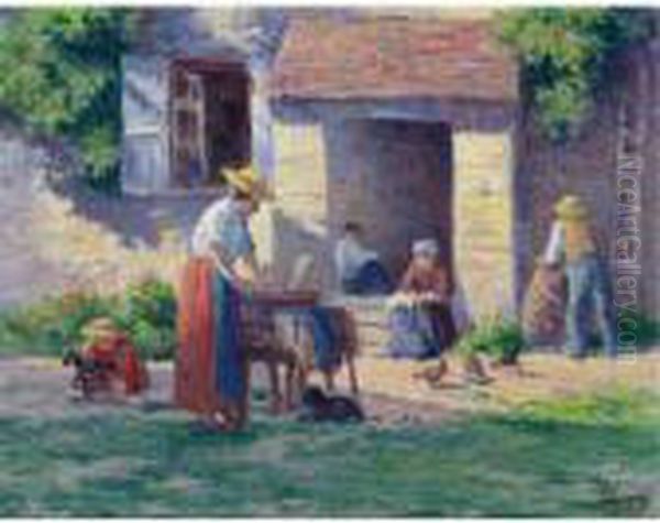 La Ferme A Bessy-sur-cure Oil Painting by Maximilien Luce