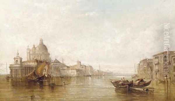 Grand Canal with a View of Santa Maria della Salute Oil Painting by Alfred Pollentine