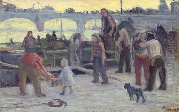 Sur Les Quais Oil Painting by Maximilien Luce