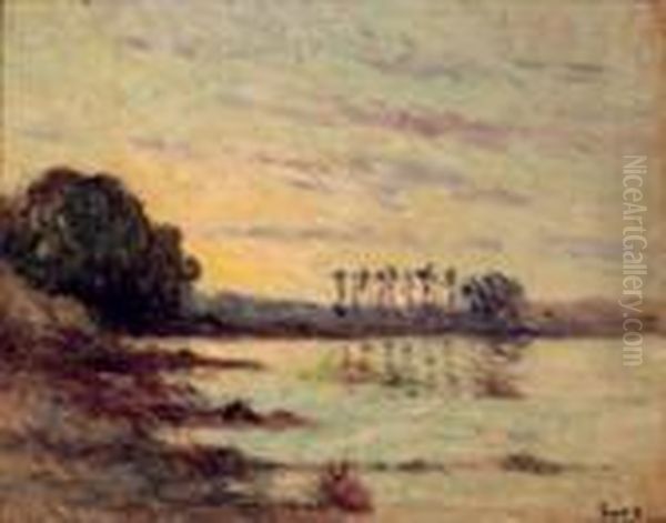 Rolleboise, Les Bords De Seine Oil Painting by Maximilien Luce