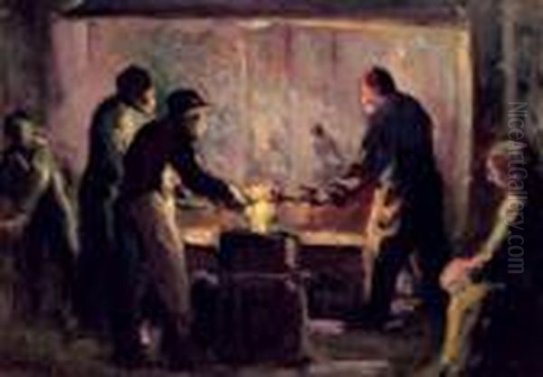 L'atelier De Forge Oil Painting by Maximilien Luce