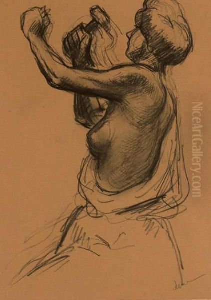 A Female Sculptor, Naked To The Waist Oil Painting by Maximilien Luce