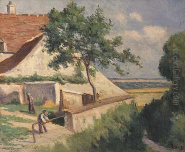 Rolleboise, Derriere L'eglise Oil Painting by Maximilien Luce